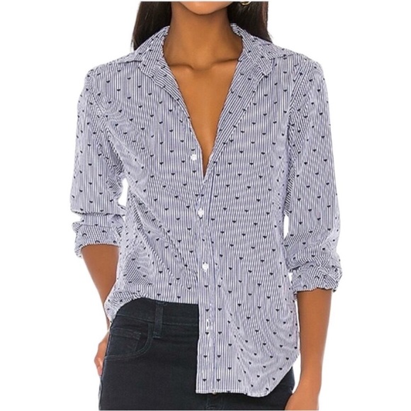 Frank & Eileen Frank Navy Hearts Striped Button Down XS - Picture 5 of 9